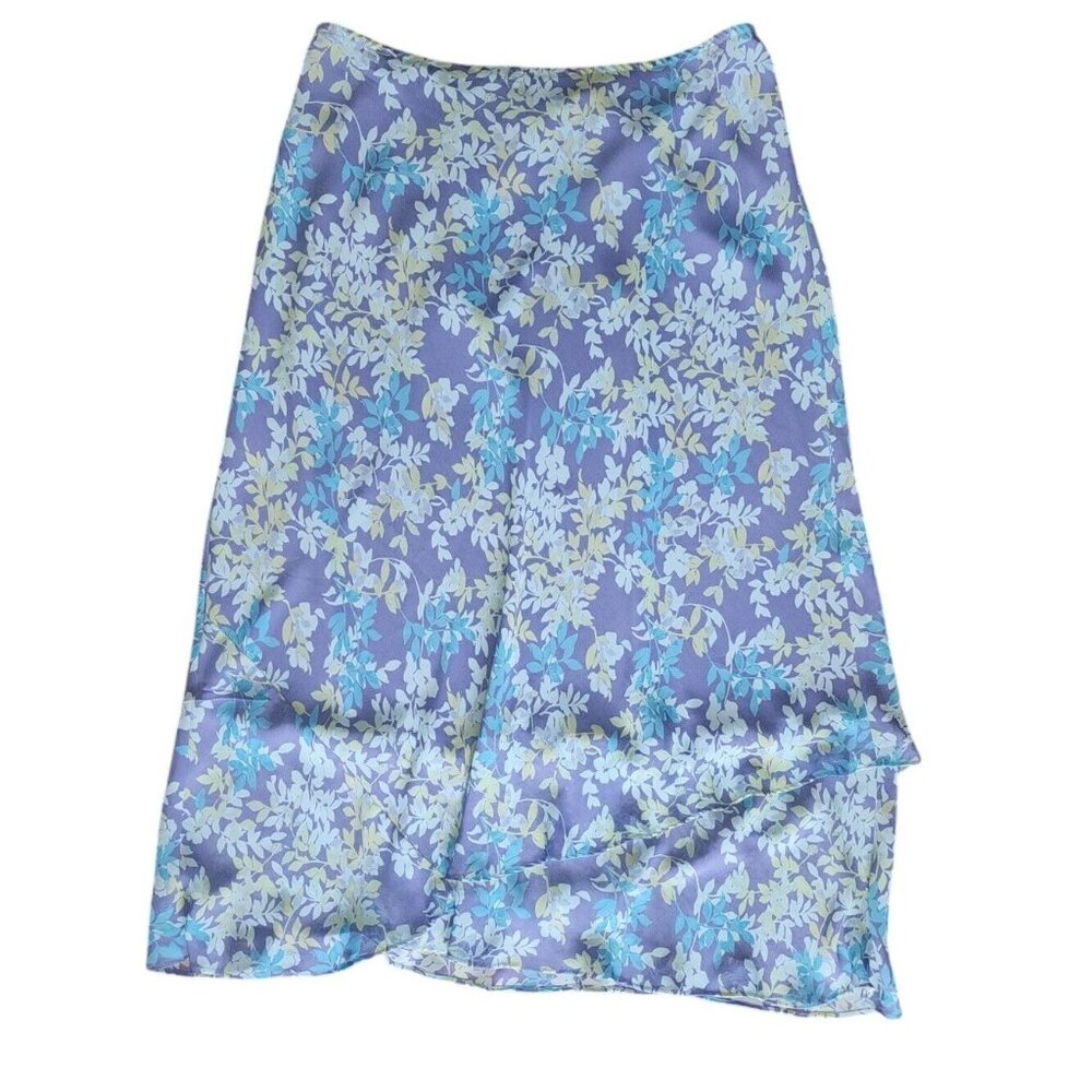 Lane Bryant Skirt Womens Size 14/16 Blue Purple Floral Chiffon Lined Pull‎ On